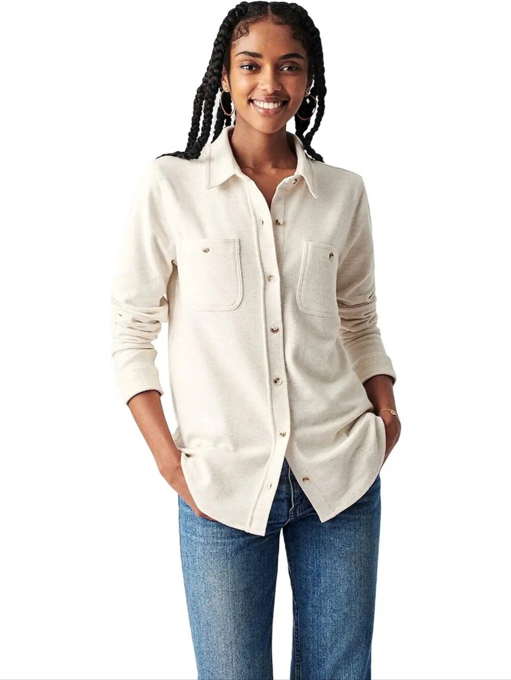 Faherty Legend Sweater Shirt In Off White Size Large